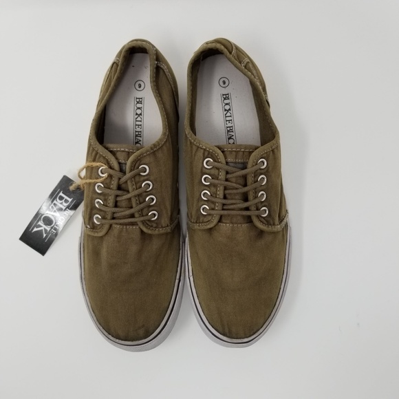 Buckle Black Lace Up Factory Distress Canvas Shoe - Picture 3 of 7